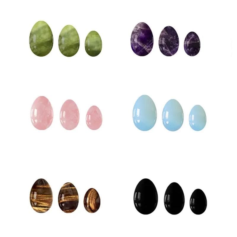 Ungebohrtes Rosenquarz Yoni-Ei Set Natürlicher Kristall Jade Massage Stein Kegelübung Jade Kugel Vaginalstraffung Massage Eier