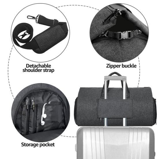 Anzugtasche Leichtes Oxford-Gewebe Knitterfreies Futter 2-in-1-Design Geräumiger Stauraum Wasserdicht Reisen schwarz grau
