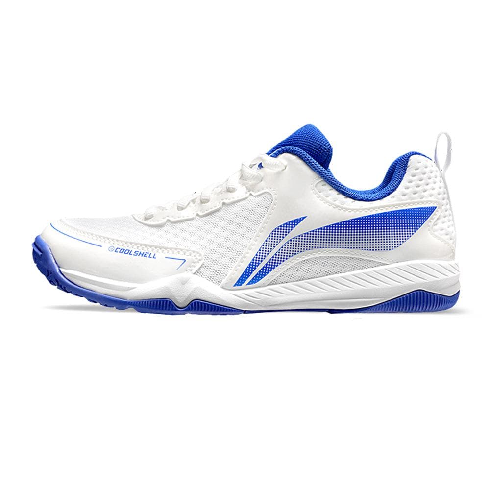 Li Ning Tischtennisschuhe Bequem Schlicht Stoßdämpfung Unterstützung Atmungsaktiv Rutschfest Low-Top Trainingsschuhe Unisex Sneaker Weiß Blau