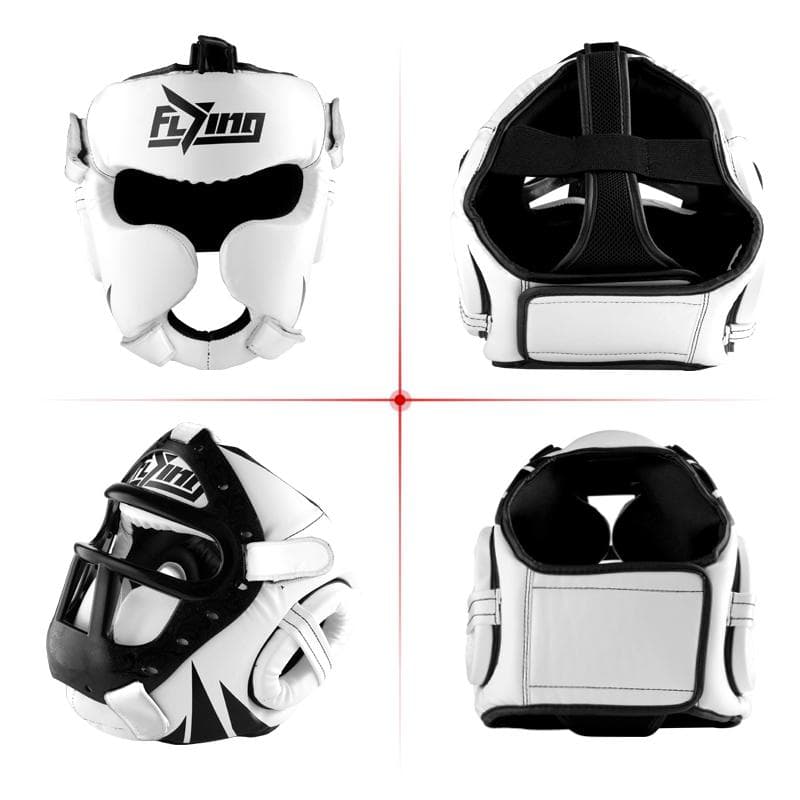 Boxhelm aus hochwertigem PU-Leder, Kopfschutz für Erwachsene und Kinder, professionelle Wettkampf-Kopfbedeckung, MMA, Muay Thai, Kickboxen weiß