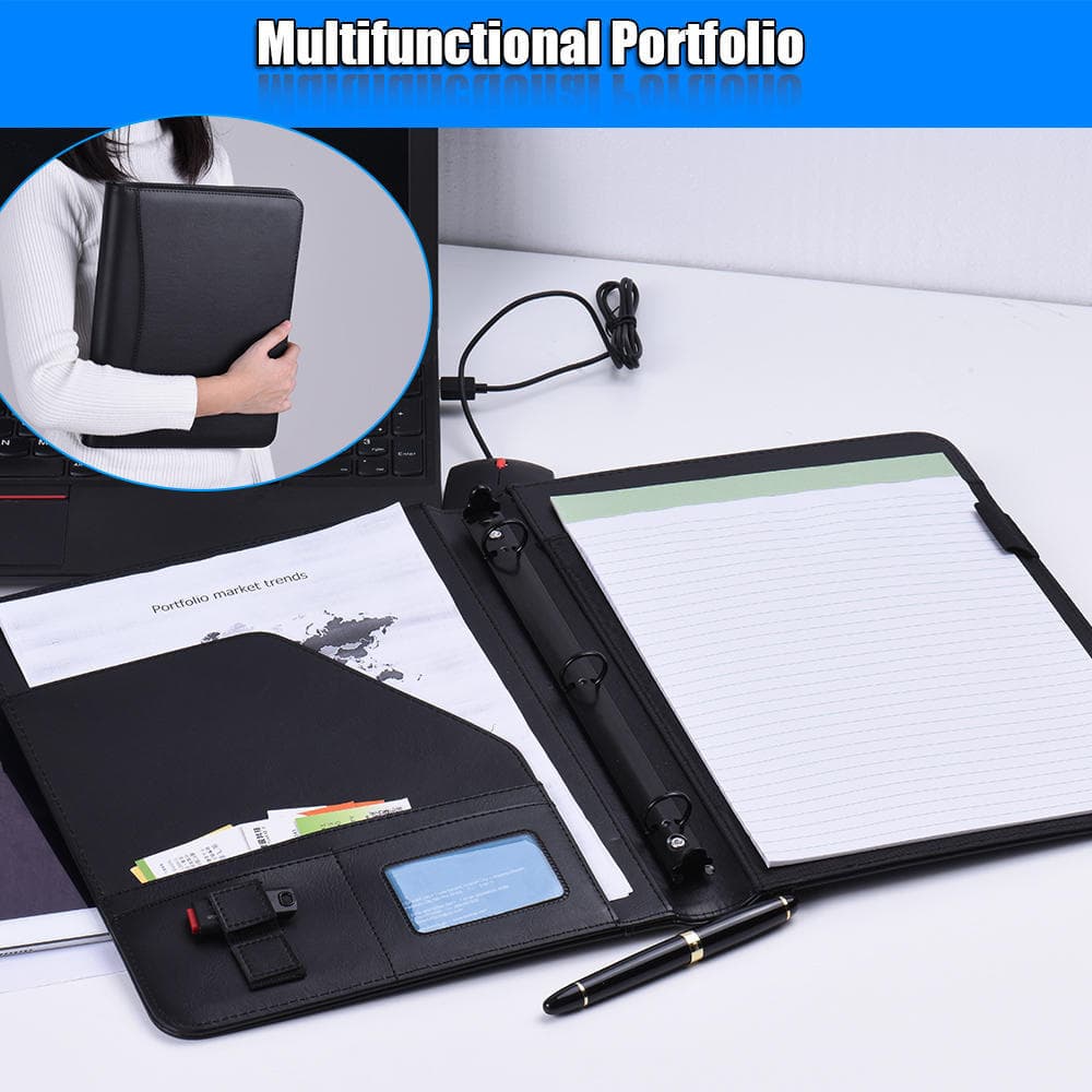 Pro Office PU-Leder A4 Portfolio-Ordner, Organizer, Kartenhalter, lose Blätter