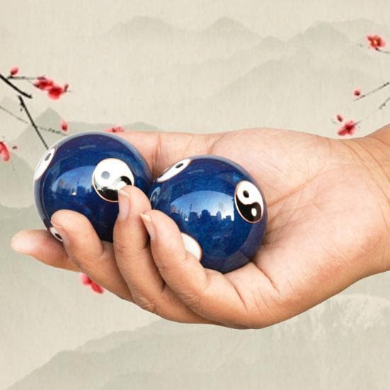 2 Teile/para Meditation Ball Drachen Phoenix Muster Finger Übung Emaille Farbe Yin Yang Fitness Handball für Geschenk blau