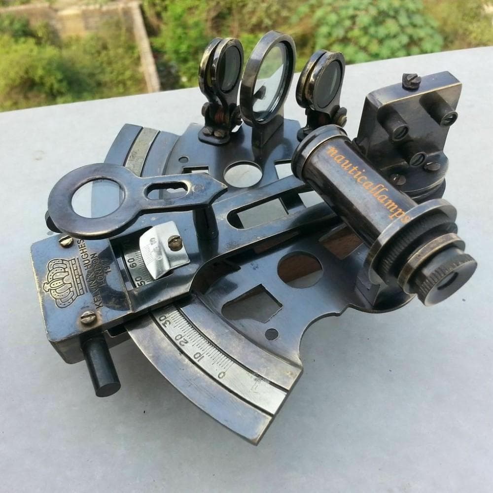 Messing-Marinesextant: Sammlerstück: Nautisches Astrolabium-Instrument himmelblau