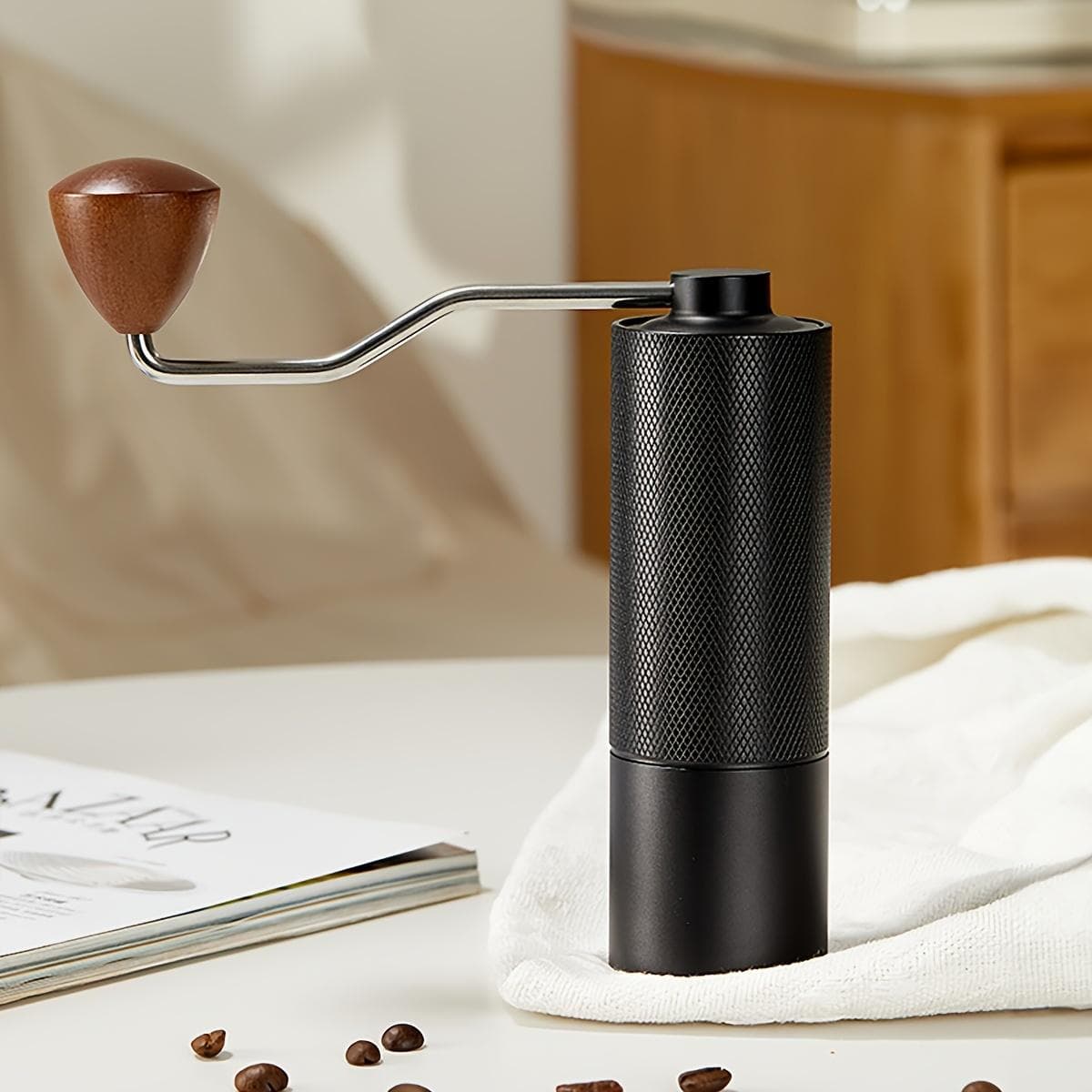 1 Stück Präzise Manuelle Kaffeemühle - Digitale Einstellbare Einstellungen, Edelstahl-Kegelmühle, Wahl für Bohnenkenner, Kaffee M rot
