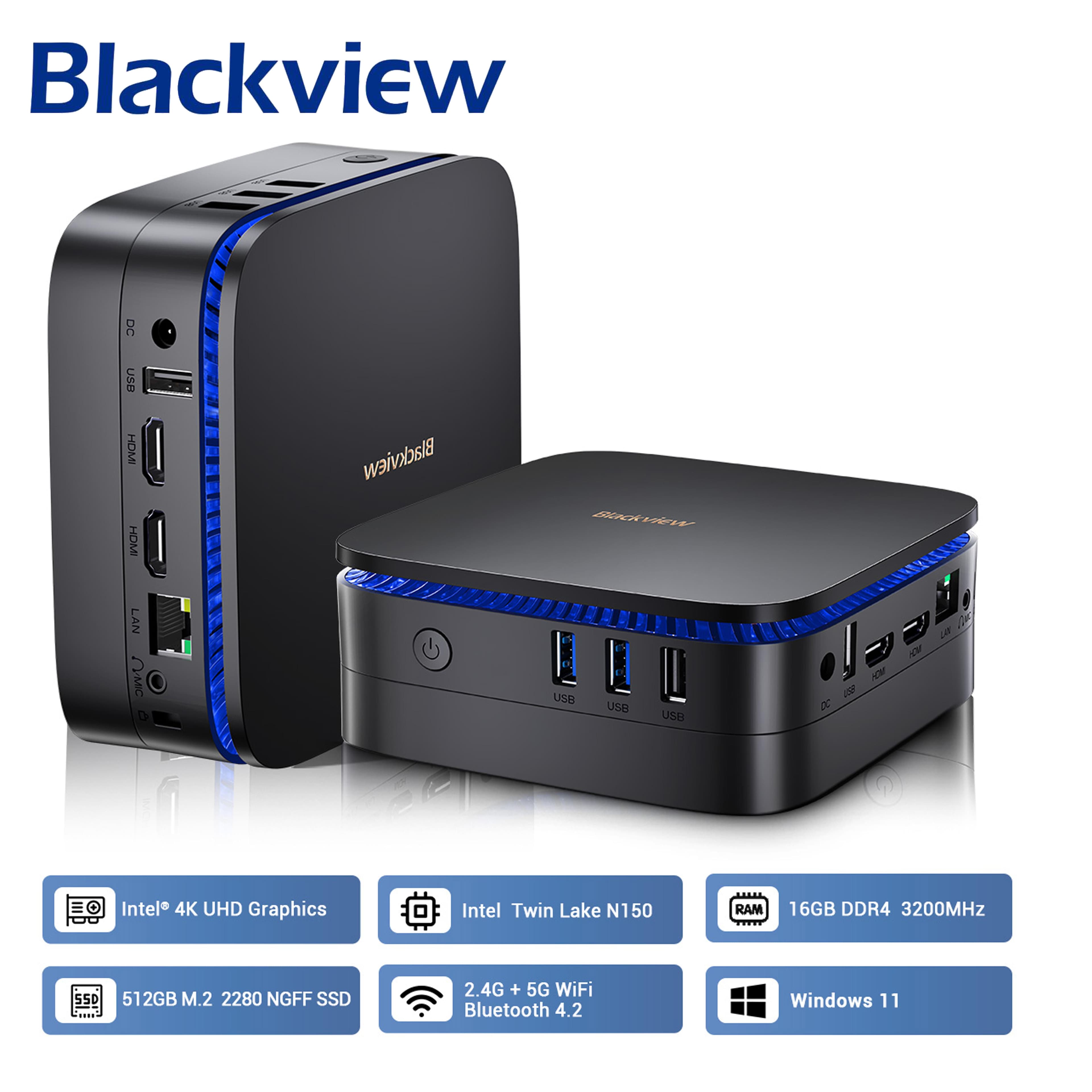 Blackview MP60 Windows 11 Pro 12. Generation Intel Alder Lake N150 16 GB RAM 512 GB SSD Desktop-Gaming-Computer schwarz