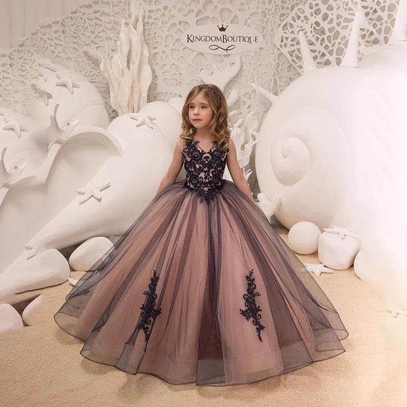 Neue Mode Mädchen Geburtstagsshow Laufsteg Spitzenkleid Kleid Langer Rock Kindermode Puff Prinzessinnenkleid 100cm