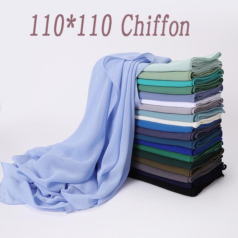 Ramadan Chiffon Hijab Schal 110*110cm Einfarbig Muslimischen Mode Schal Kopftücher Für Frauen Islam HeadWraps Damen Schals Schleier