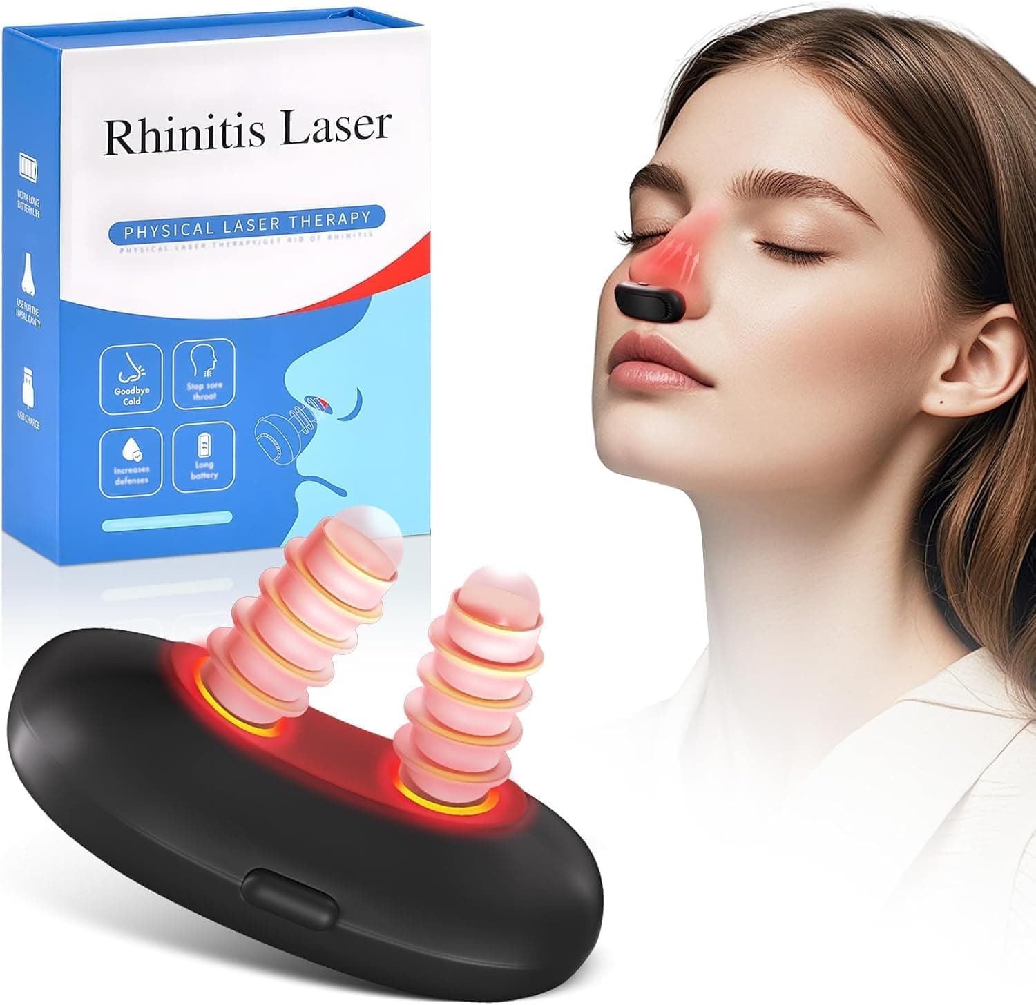 RespiRelief Rotlicht-Nasentherapiegerät, Respi-Relief Rotlicht-Nasentherapie-Instrument, Rotlicht-Nasentherapie für die Nase, Nasenberuhigungsgerät