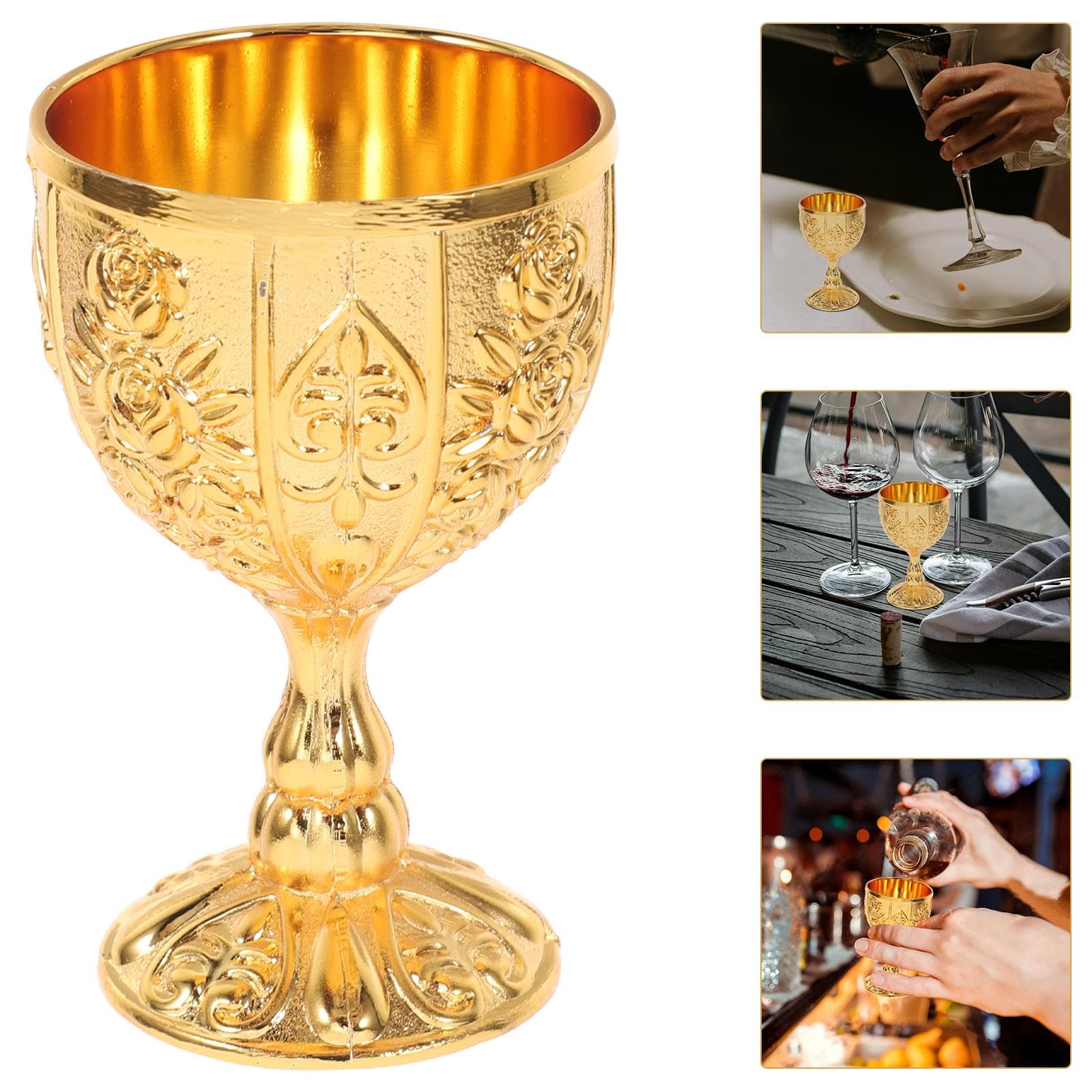 Vintage Kelch Pokal Gotischer Kommunionskelch Trinkbecher Vergoldeter Messingkelch Renaissance Mittelalterlicher Königlicher Pokal Metallweinkelch