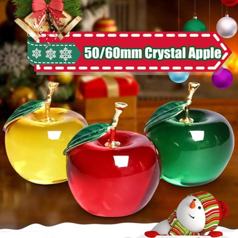 50/60mm Glasur K9 Kristall Apfel Handwerk Glas Briefbeschwerer Heim Schreibtisch Dekoration rot