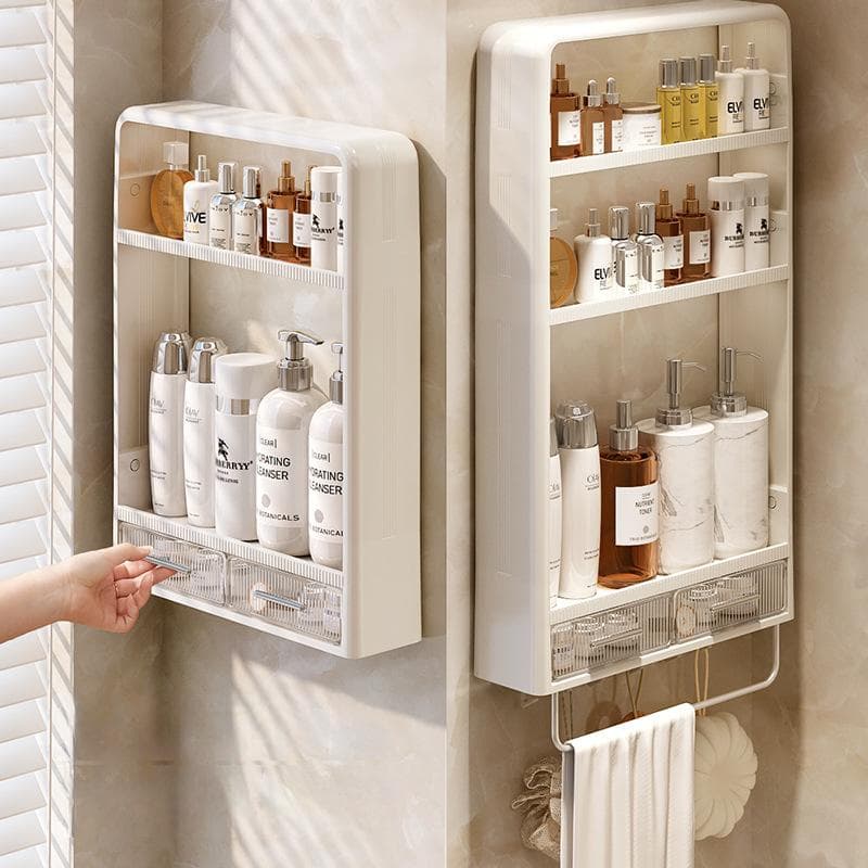 Badezimmer-Organizer, Regale, stanzfrei, zur Wandmontage, für Badezimmer, Waschbecken, Kosmetik, Toilette, Wand, mehrschichtiges