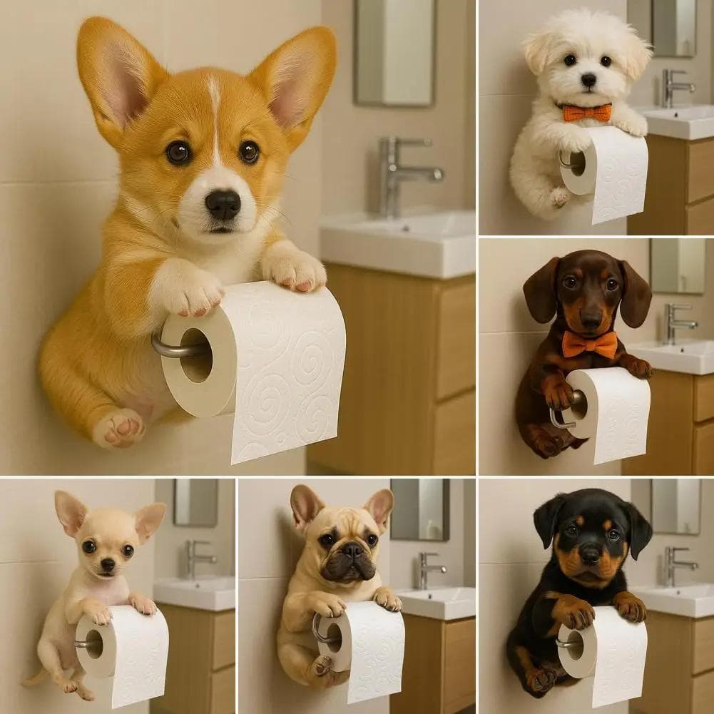 Hunde-Papierhalter, Taschentuchrollen-Spender, Lustiger Toilettenpapierrollenhalter, 3D-gedruckter tierförmiger Rollenaufbewahrungsständer,