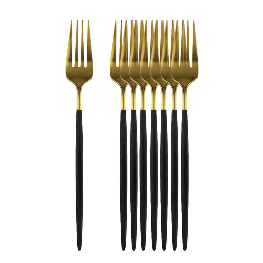 8/16Pcs Schwarz Gold Abendessen Gabel Geschirr Geschirr Edelstahl Besteck Gold Küche Besteck Schwarz Besteck rosa/gold