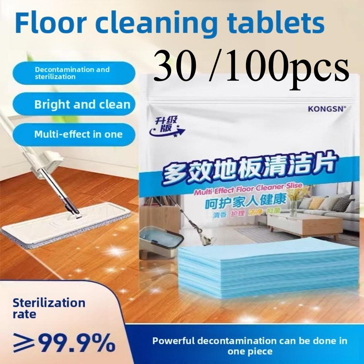 100/30 Stück/1 Beutel Multi-Effekt Bodenreinigungstabletten Keramikfliesenreiniger Holzbodenpflege Aufhellend Heim Bodenwischer mit Duft