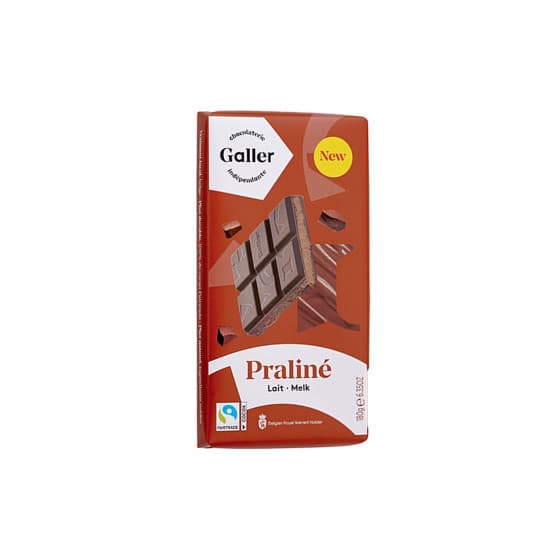 Vollmilchschokoladentafel mit Pralinenfüllung Galler Lait Praline, 180 g