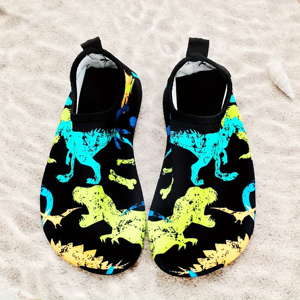 TEMU Toddler Boys Dinosaur Wading Shoes Lightweight Quick Drying Water Shoes Black Beach Swimming Little Kids Lightweight Water Shoes Swimming Surfing