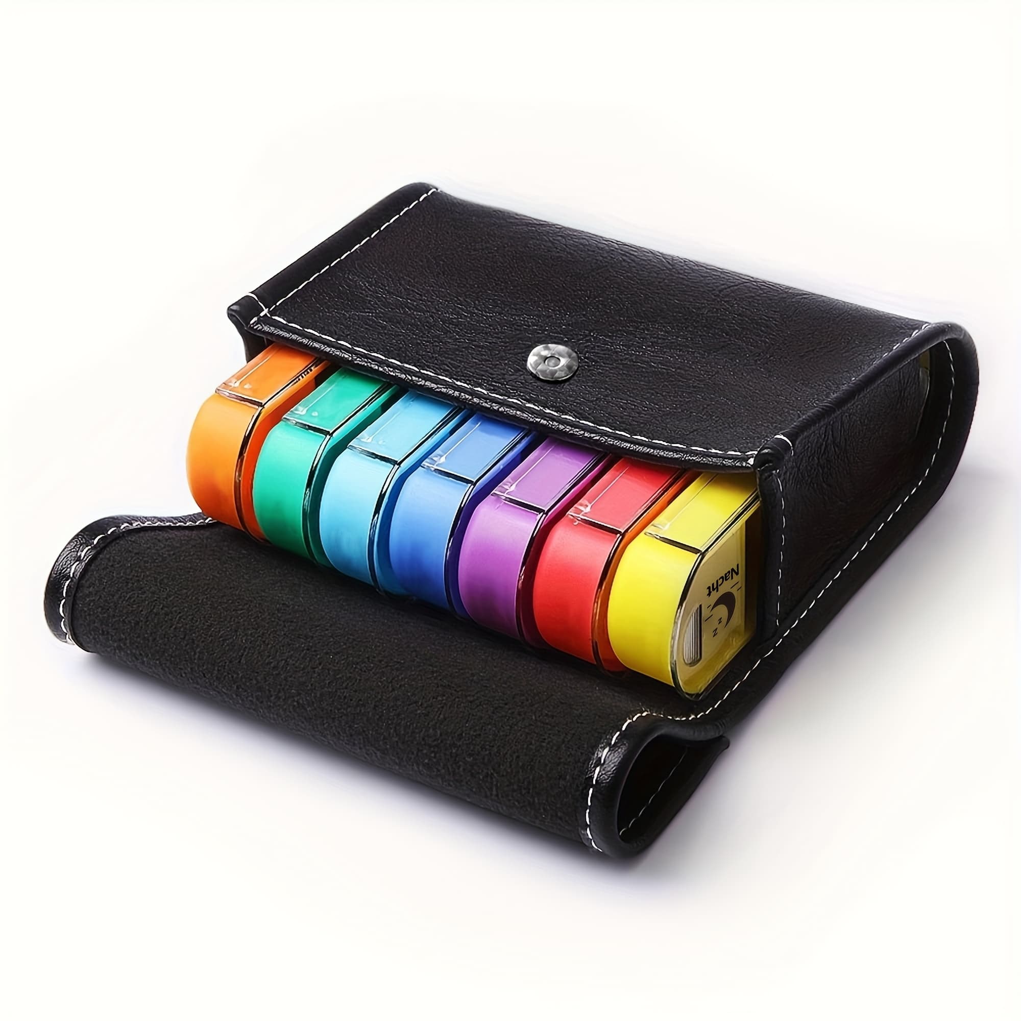 TEMU Pill Organizer, 7-day Pack, 4 Per Day, With Faux Leather Pouch