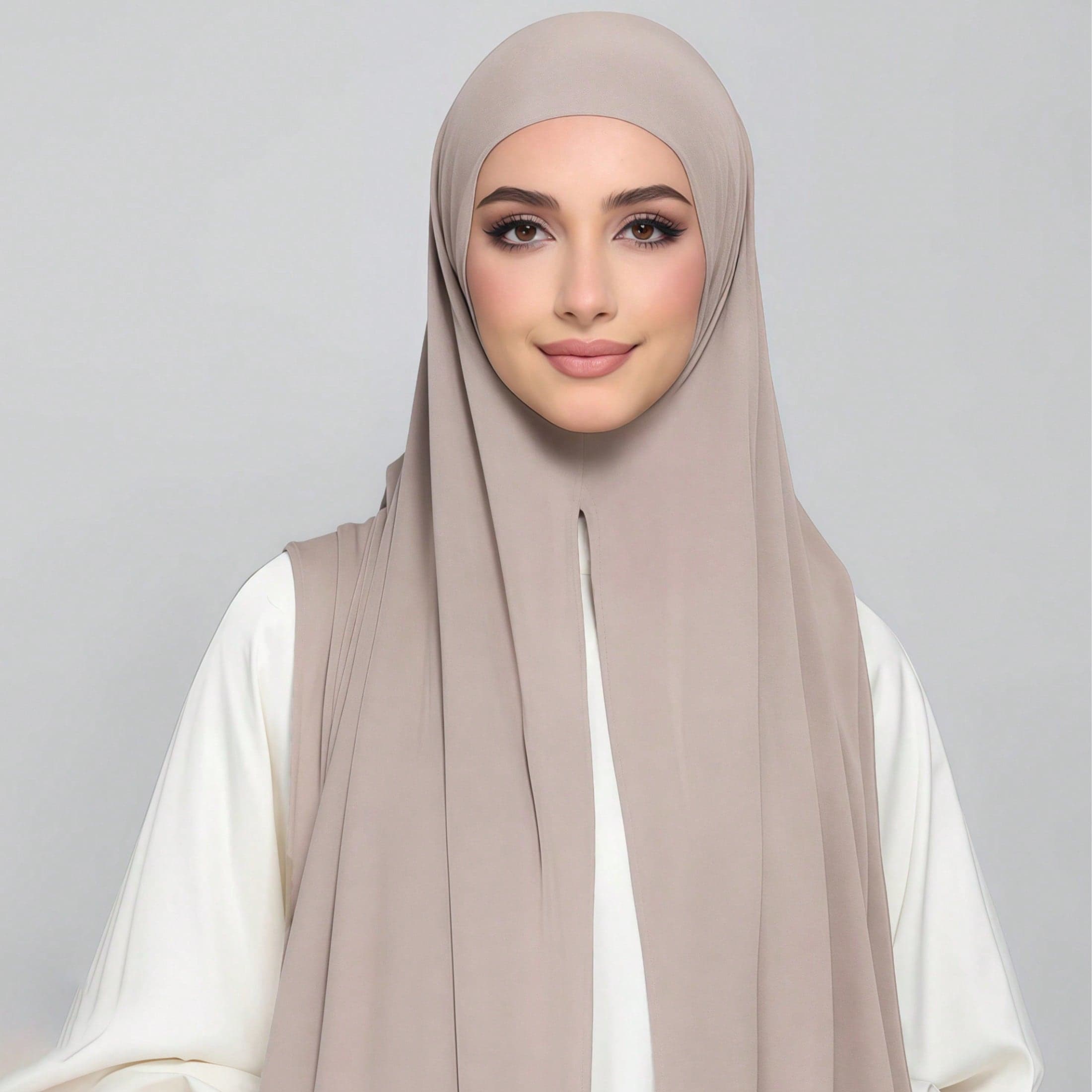 1 Stück Frauen Einteiler Khimar Schal - Vorgebundener Slip-On bescheidener Kopfschutz, Nadel-freier Jersey Hidschab mit Halsbedeckung, leichter
