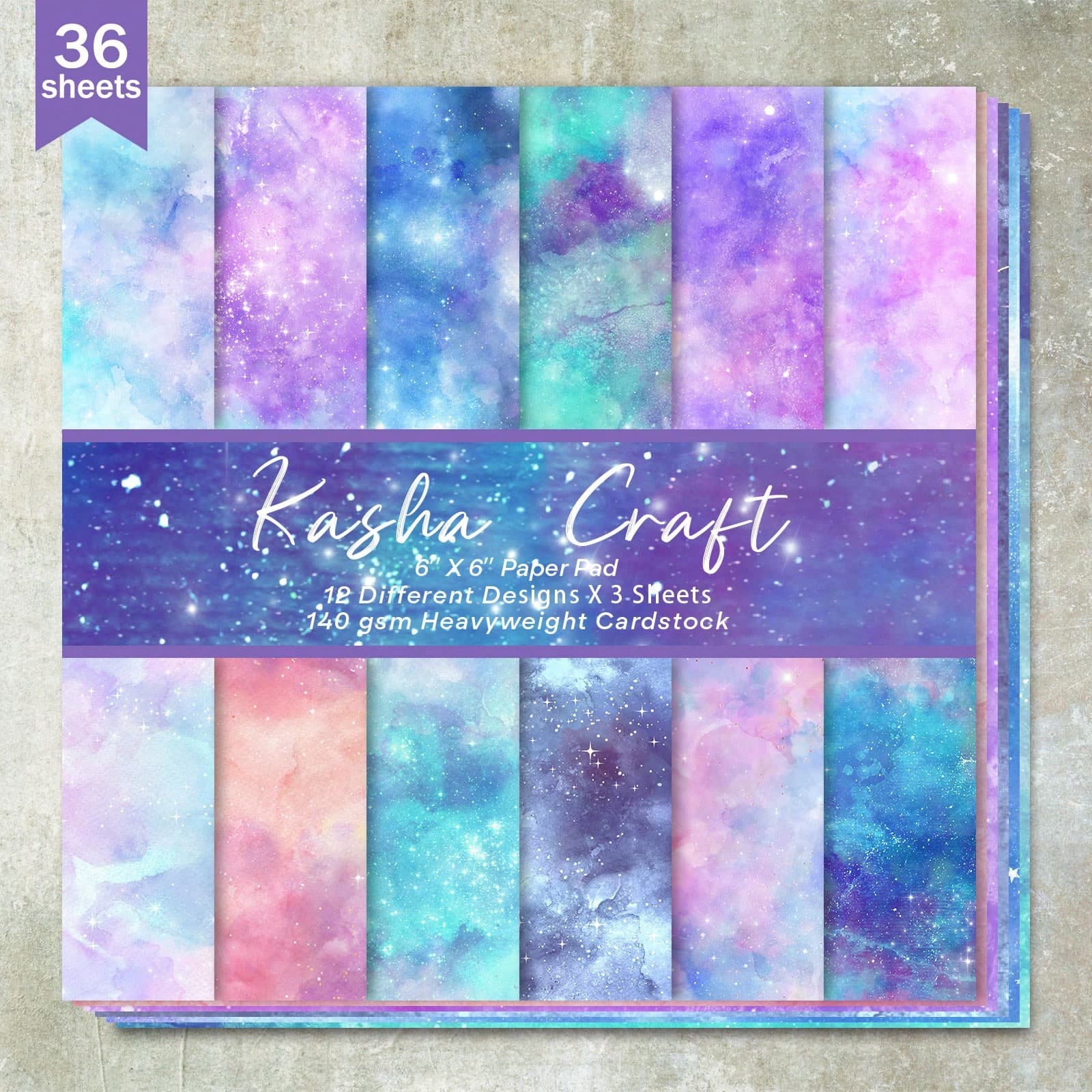 36 Blatt 15cm bunte kosmische Sternenhintergrund Scrapbooking Papier, geeignet für Bullet Journals, Scrapbooks, Karten und Basteleien