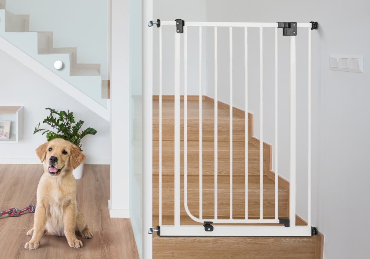 IMPAG® Treppen Hundeschutzgitter Dino 107 cm hoch 73 - 122 cm""