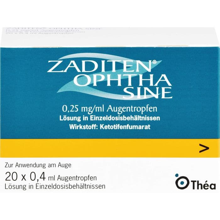 ZADITEN ophtha sine 0,25 mg/ml Augentr.Einzeldos. 20 St.