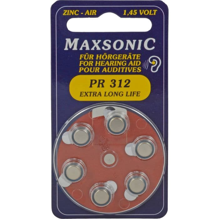 BATTERIEN f.Hörgeräte Maxsonic PR312 6 St.