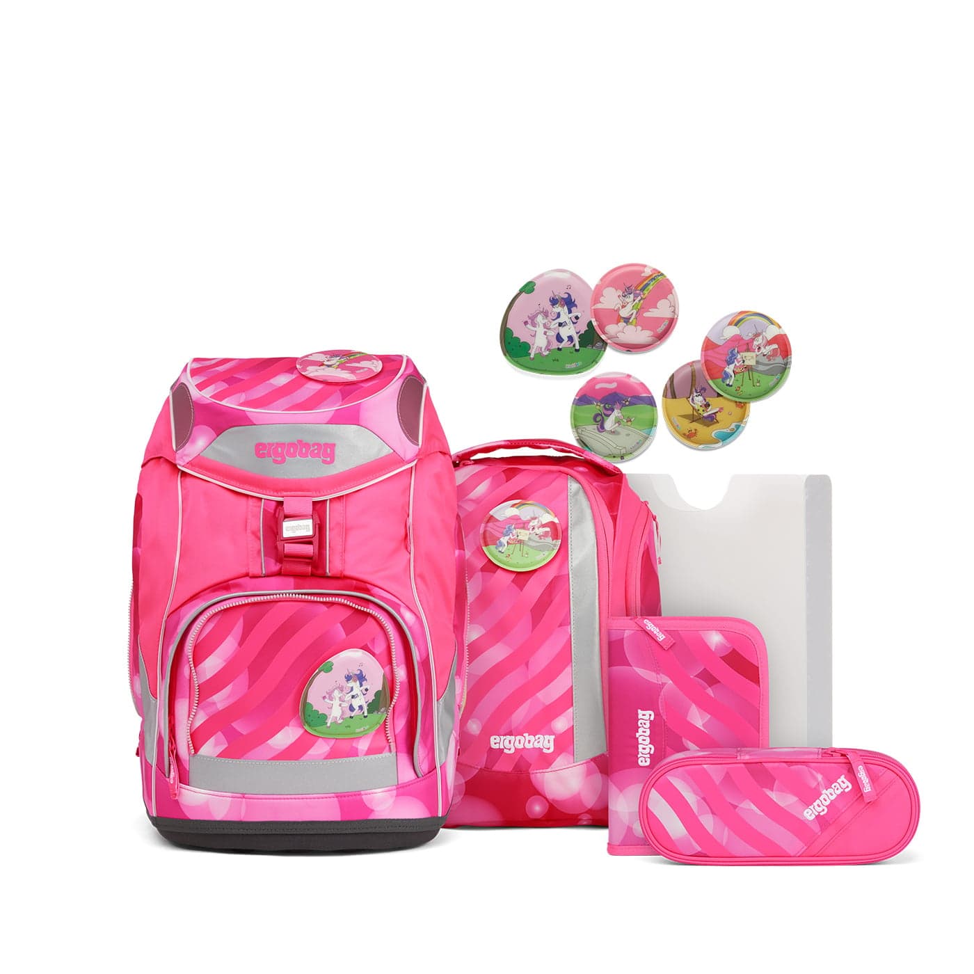 Ergobag Schulranzen Set 6tlg. Pack (2022) KuntBärbuntes Einhorn (NEO Edition)