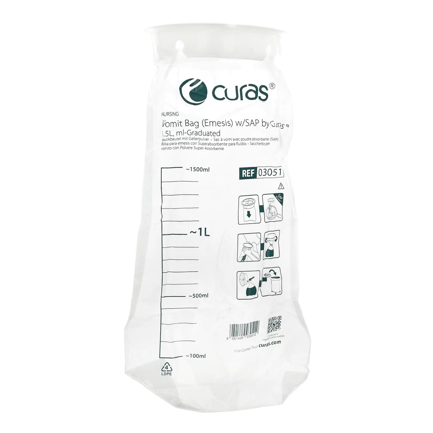 Curas, Erbrochenes-Beutel mit Geliereinlage, 1 Stück