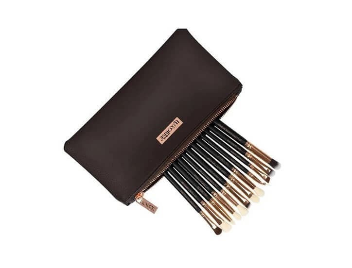 12er-Set Make-up-Pinsel, Luxorise, Gold, inklusive Tasche