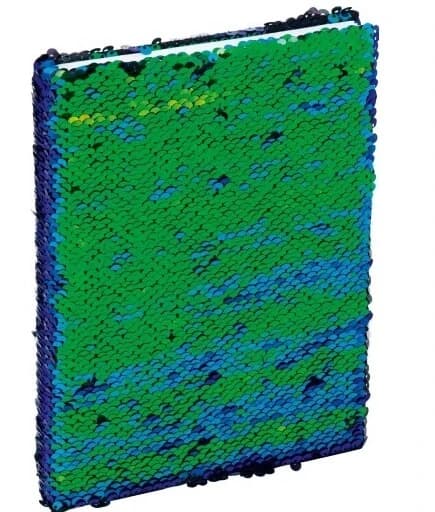 A5 Notizbuch mit grünen und schwarzen Pailletten, 96 Seiten