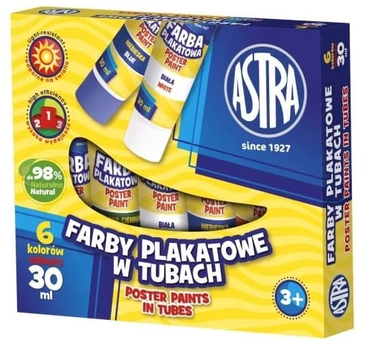 Astra, Plakatmalfarben in Tuben, 6 Farben