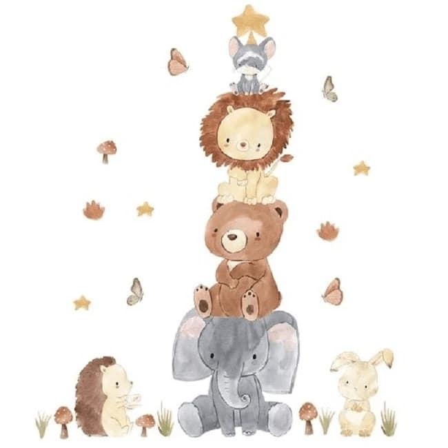 Dekorative Aufkleber für Kinder Tierische Pyramide, 100 x 80 cm, Sipo
