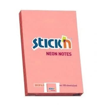 Stick'n, Selbstklebender Notizblock, 100 Blatt pink neon