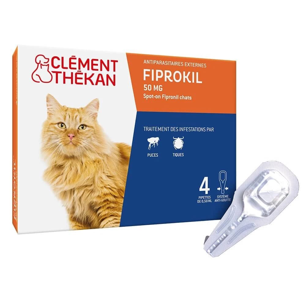 Clement-Thekan Fiprokil Floh- und Zeckenschutzmittel für Katzen ab 1 kg - 4 Pipetten 50 mg 50 mg