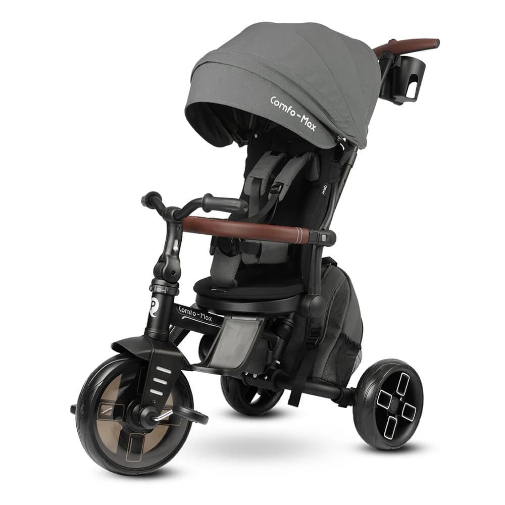 Comfo Max 8in1 ultra-faltbares Dreirad, 10 Monate+, Grau, Qplay