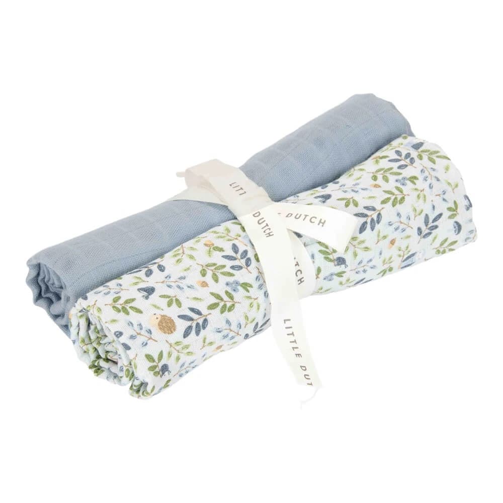 Baumwollmusselin, Forest Adventure & Denim Blue, 2 Stück, Little Dutch