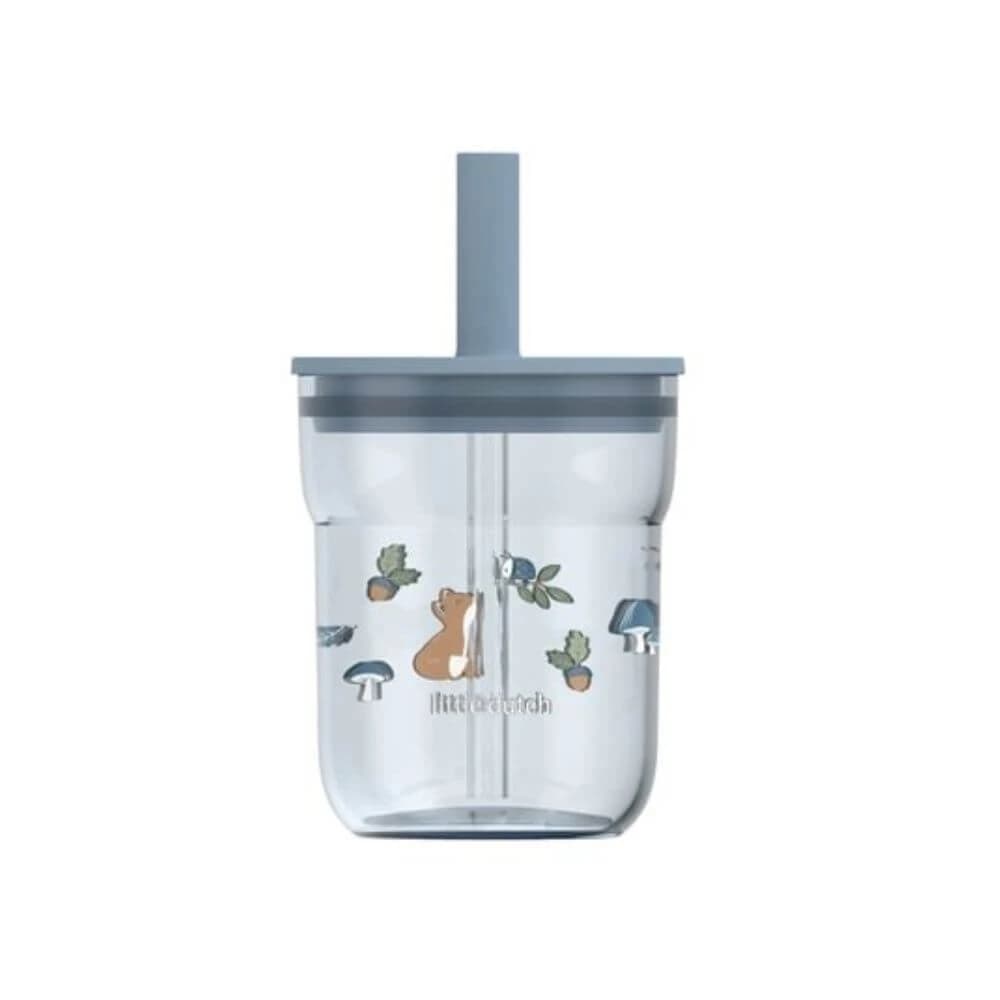 Strohhalmglas für Kinder, Forest Friends, 250 ml, Little Dutch