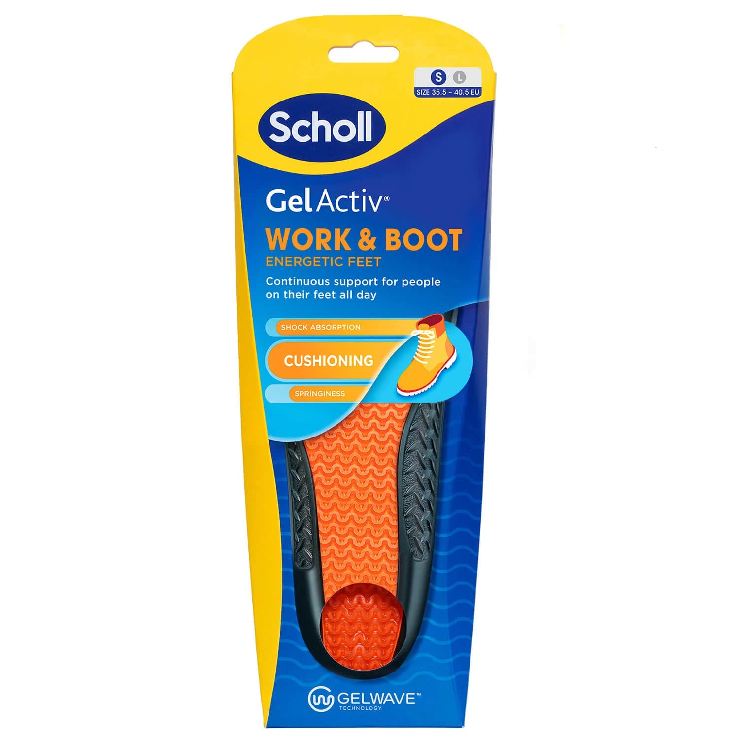 Scholl GelActiv, Schuheinlagen, für Arbeit, Größe S 35.5-40.5, 2 Stück