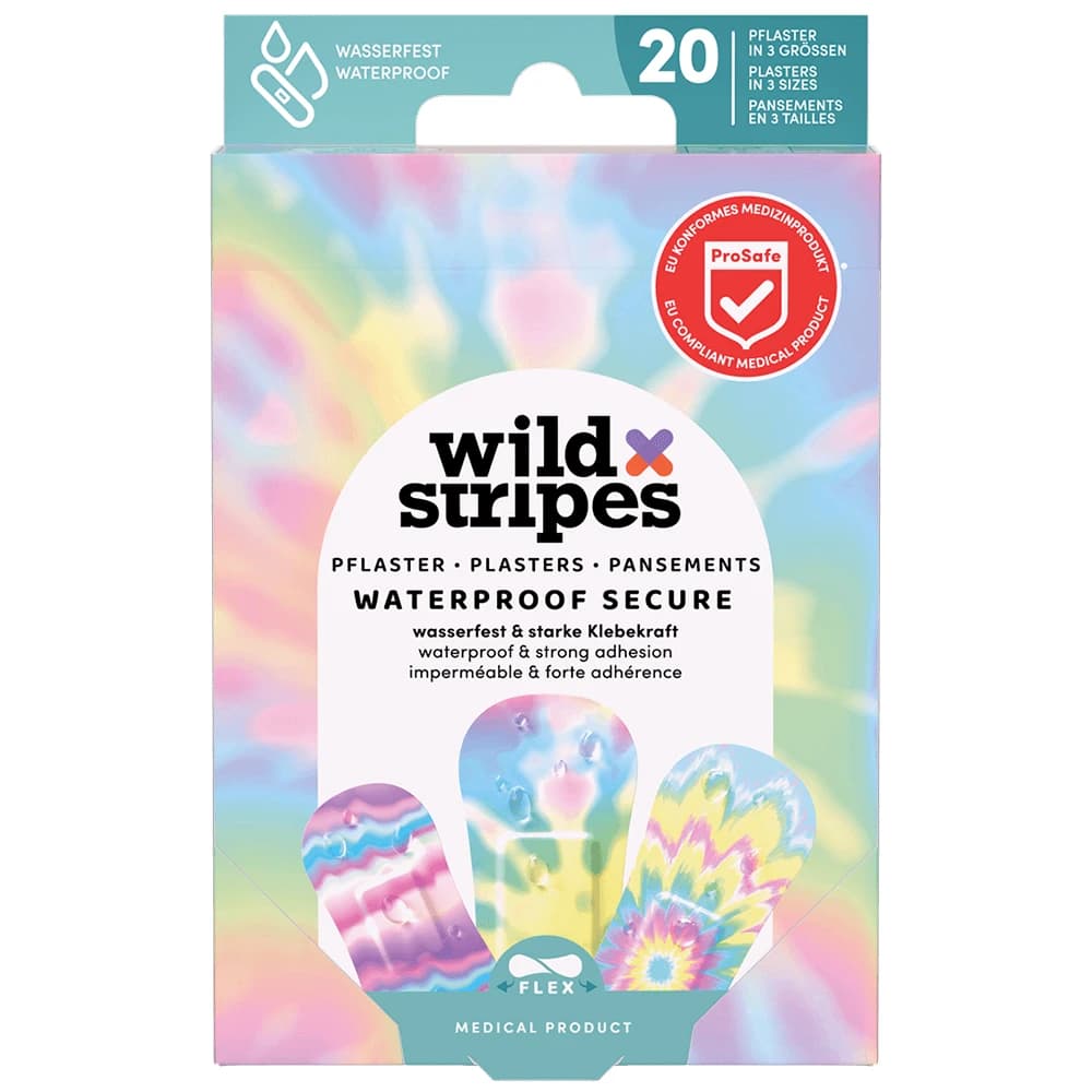 Wild Stripes Waterproof, Pflaster, Regenbogen, wasserdicht, 20 Stück