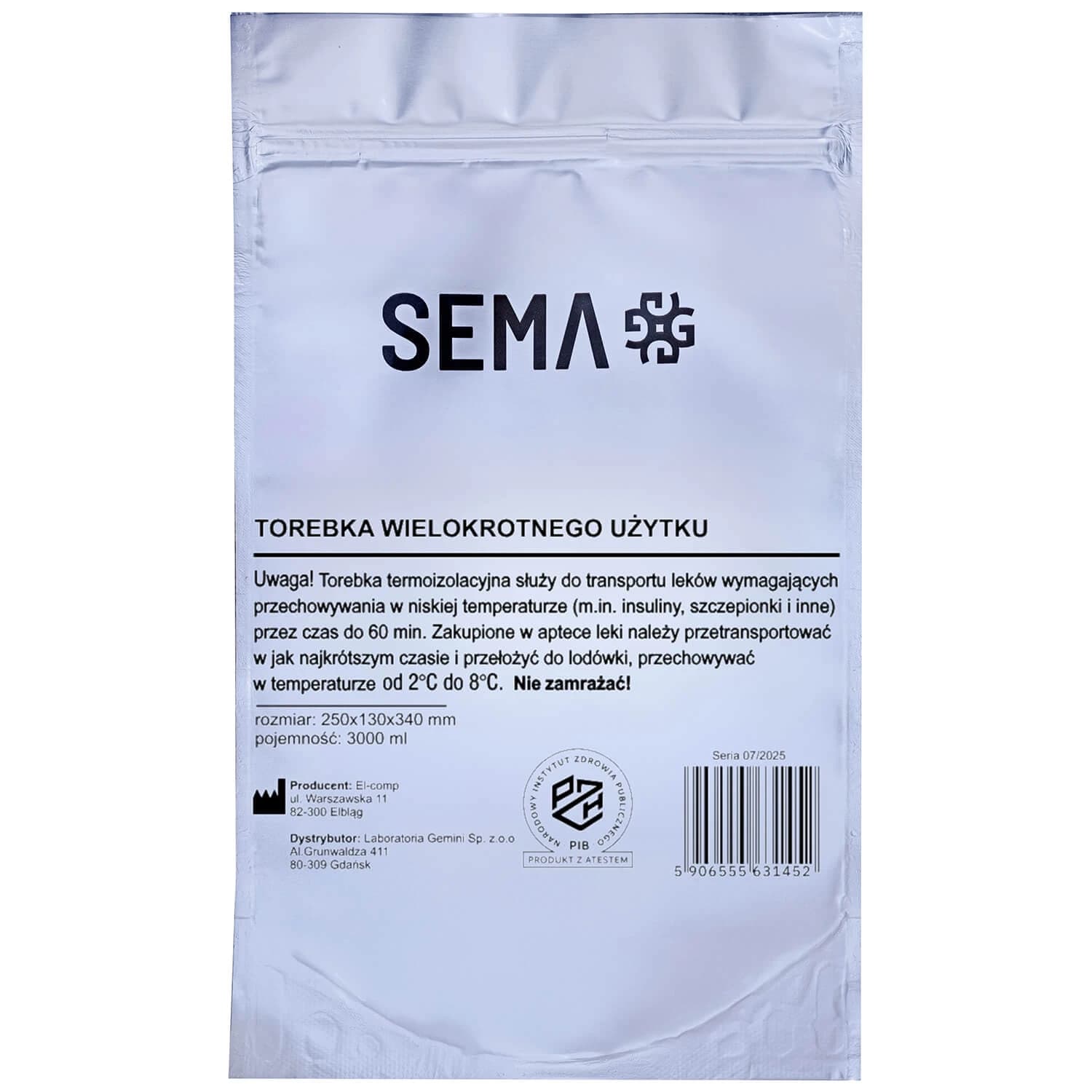SEMA Protect, Wärmeisolierbeutel, 250 x 130 x 340, 1 Stück