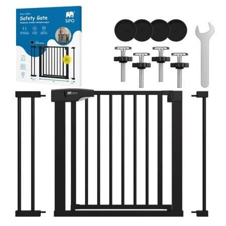 Sicherheitstor, 75-103 cm, Schwarz, Sipo