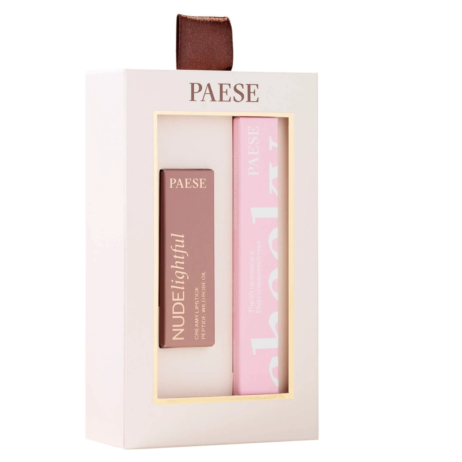 Paese Cheeky Nude Look Set, Cheeky Mascara, 9 ml + Nudelightful, Lippenstift, 400 Beige Marshmallow, 4,5 g