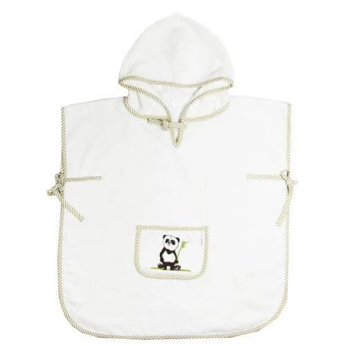 Bambus-Panda-Poncho für Kinder 92/98 Ecru