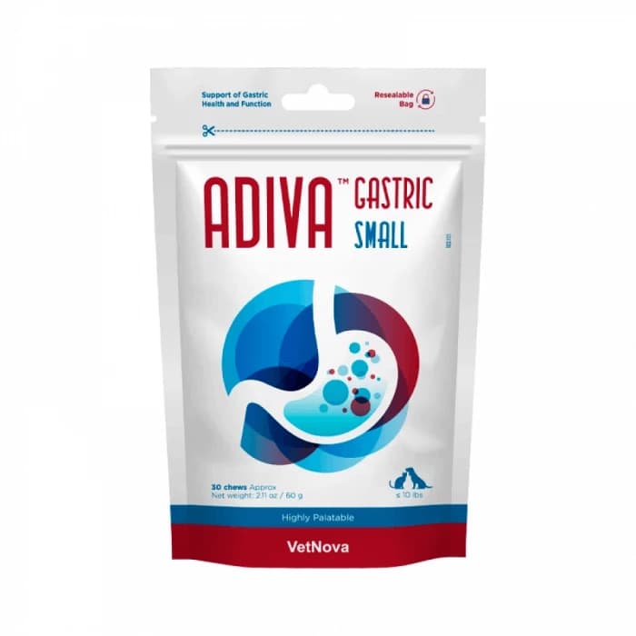 Ergänzungsfuttermittel, vollständiger Magenschutz, ADIVA® Gastric Chews Small, VetNova, 30 Kautabletten