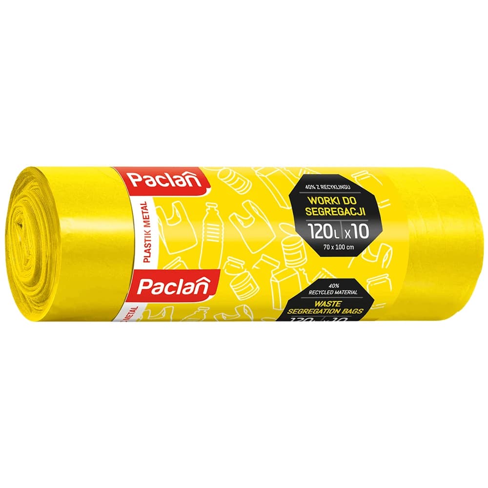 Paclan, Recycling-Säcke, Kunststoff, gelb 120 l x 10 Stück