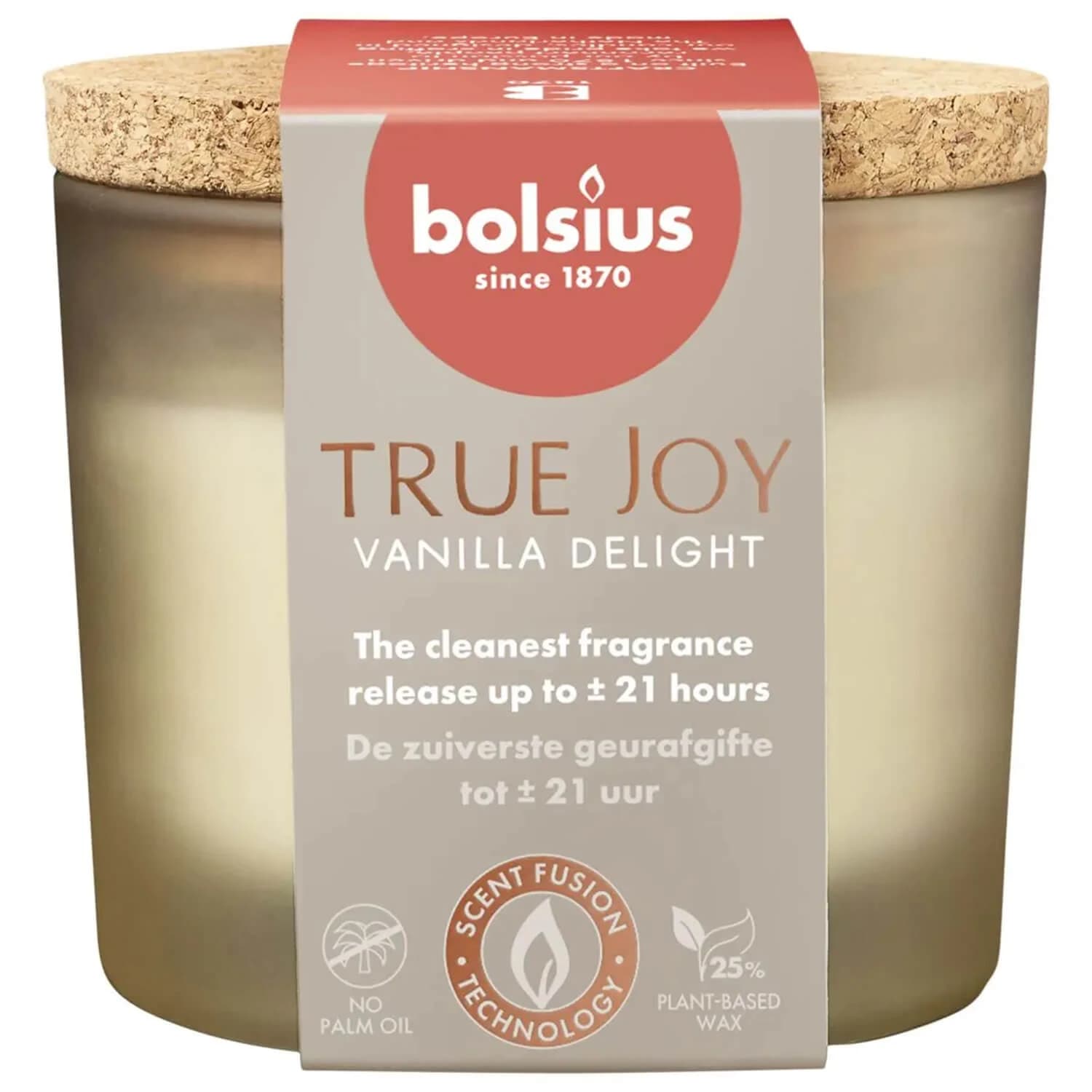 Bolsius True Joy Floral Blessings, Duftkerze mit Korkdeckel
