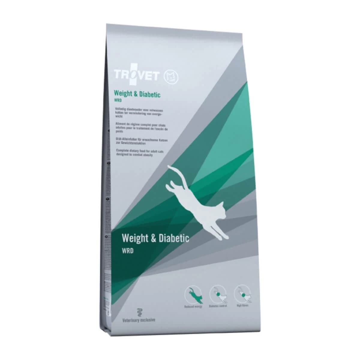 TROVET Cat Weight & Diabetic WRD, Veterinärdiät für Katzen, Trockenfutter, Stoffwechselstörungen (Fettleibigkeit und Diabetes) , 3kg