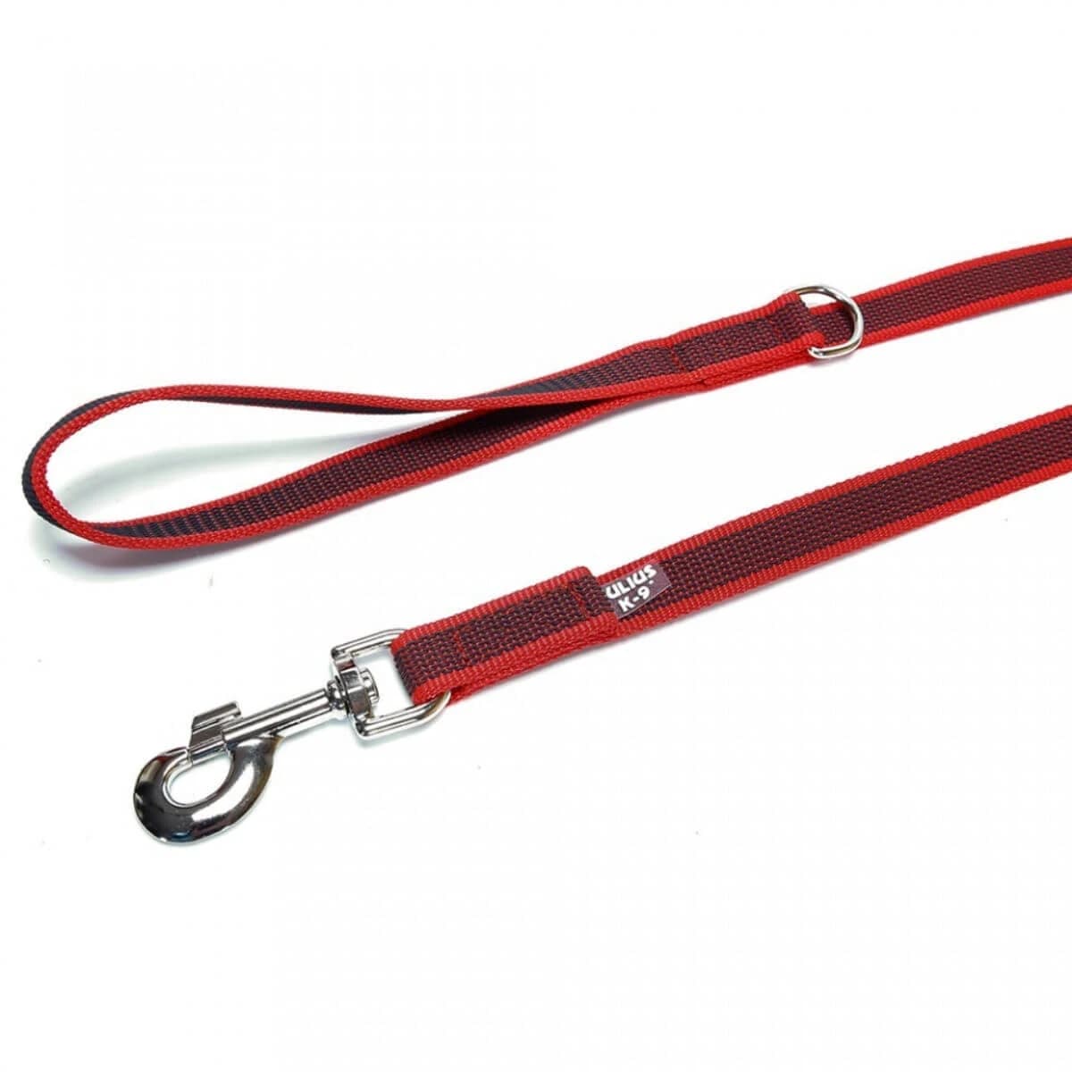 JULIUS-K9 Color & Gray, rutschfeste Leine mit Griff für Hunde, 50kg, Textil, Band, 20mm x 1m, rot