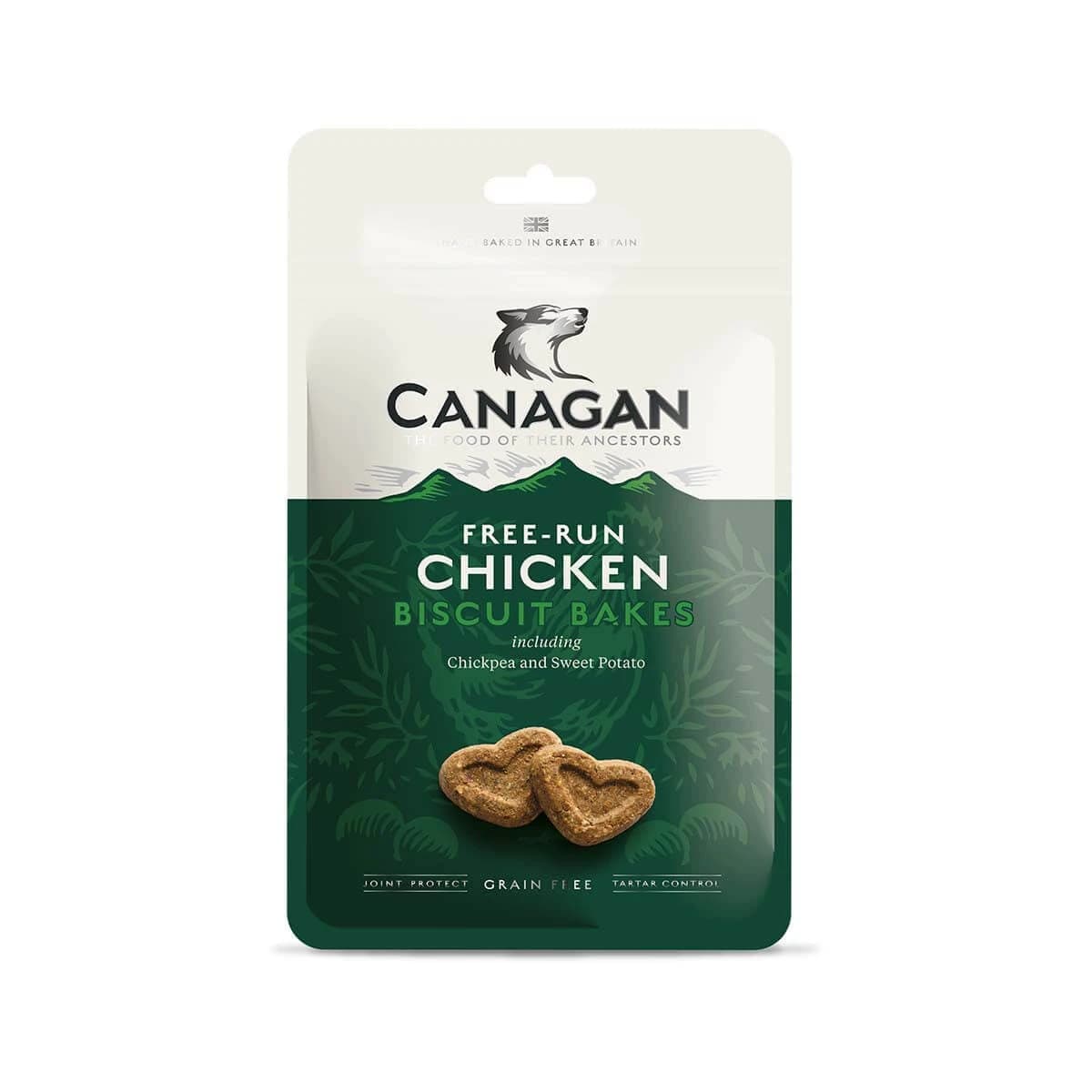 CANAGAN Free-Run Chicken Biscuit Bakes, XS-XL, Huhn, getreidefreier Belohnungsbeutel für junge und erwachsene Hunde, 150g
