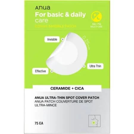 Hydrokolloidale Pflaster mit Ceramiden gegen Pickel Ultra-Thin Spot Cover Patch, 75 Stück, Anua